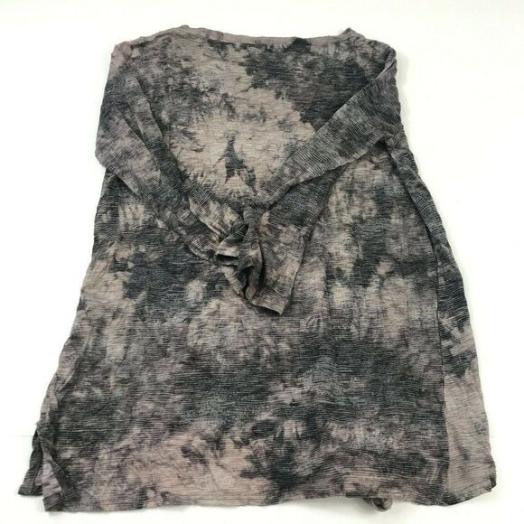 David Cline Womens Top Front Tie Dye Shirt 3/4 Sleeve Knit Pullover Gray S Small - Picture 10 of 11